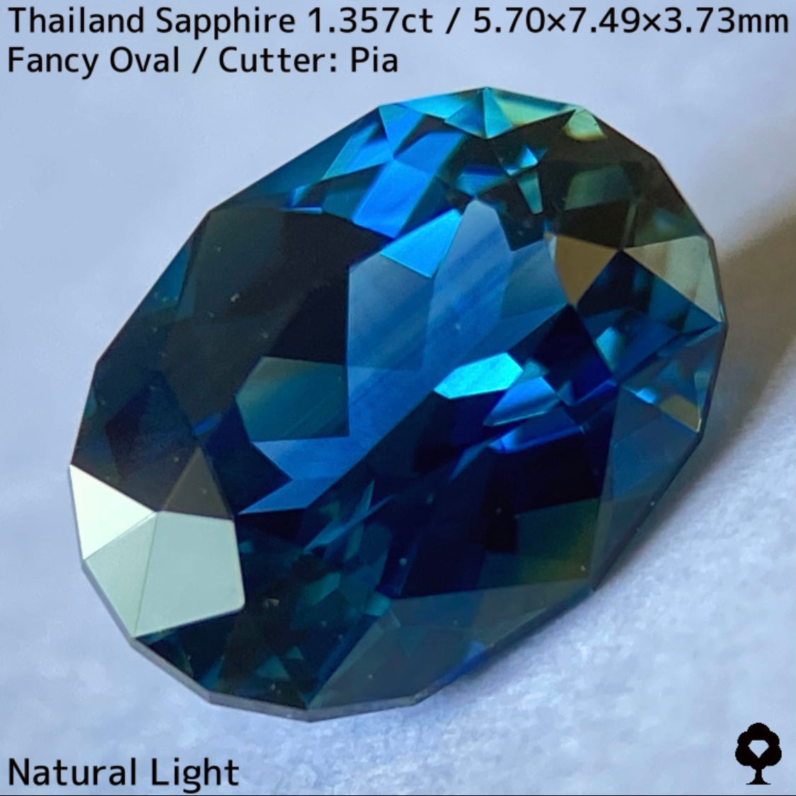 タイ産サファイア1.357ct★チャンタブリー仕入れのティールブルーとグリーンの混ざり合う美色結晶