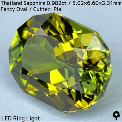 タイ産グリニッシュイエローサファイア0.982ct★発色の良いライムカラーのパーティ感がたまらない