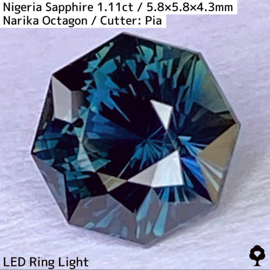 1.125ct Nigerian sapphire ★ Dark bluish green with a sharp indigo second hand sparkle