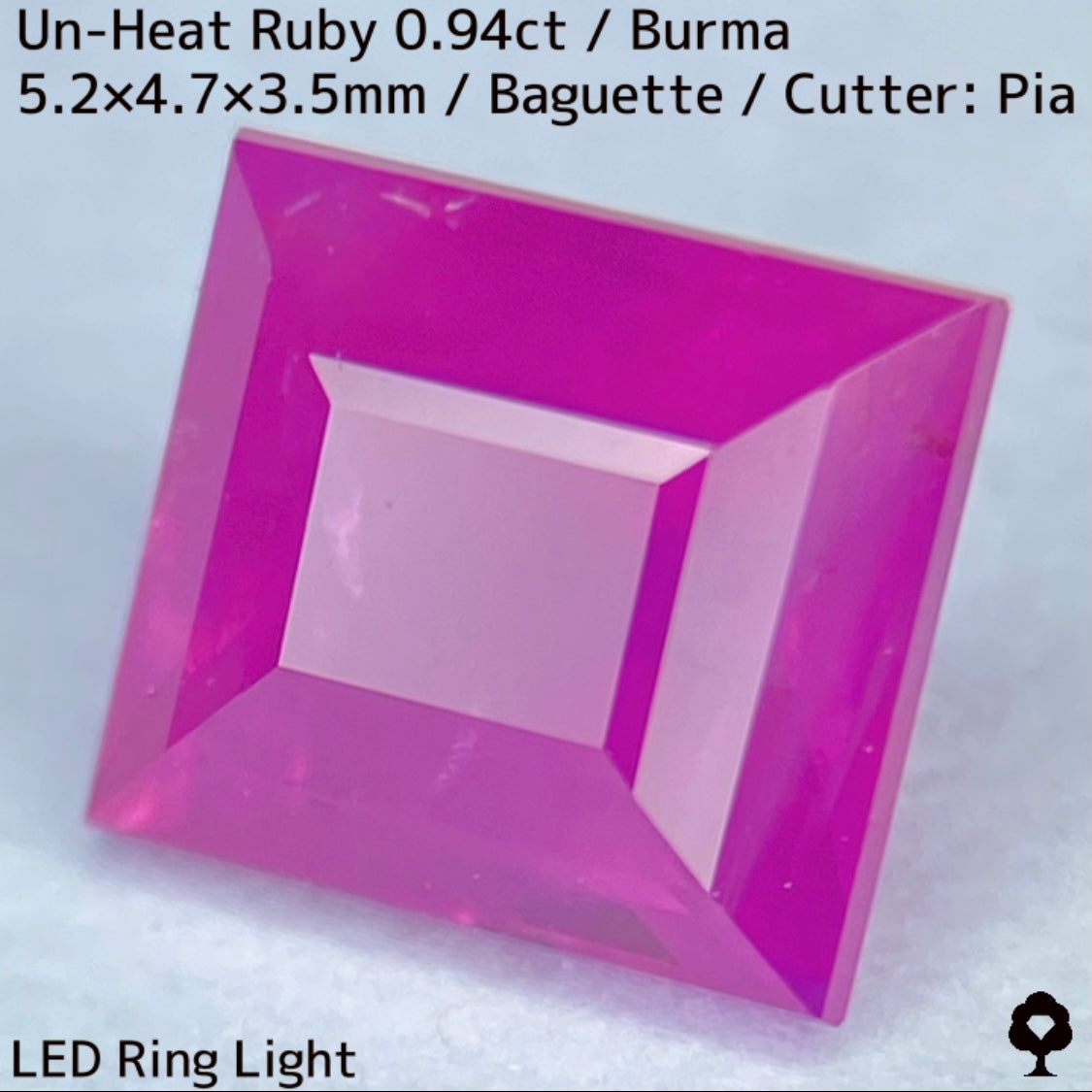 Burmese unheated ruby ​​0.944ct ★ Silky pink, cute, lean and sharp baguette