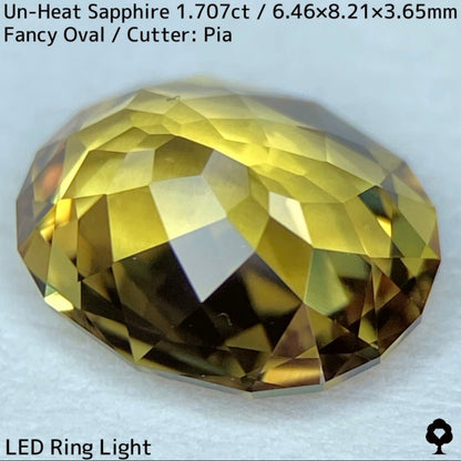 1.707ct unheated sapphire from Madagascar ★ The subtle greenish gold gives it a chic and gorgeous sparkle