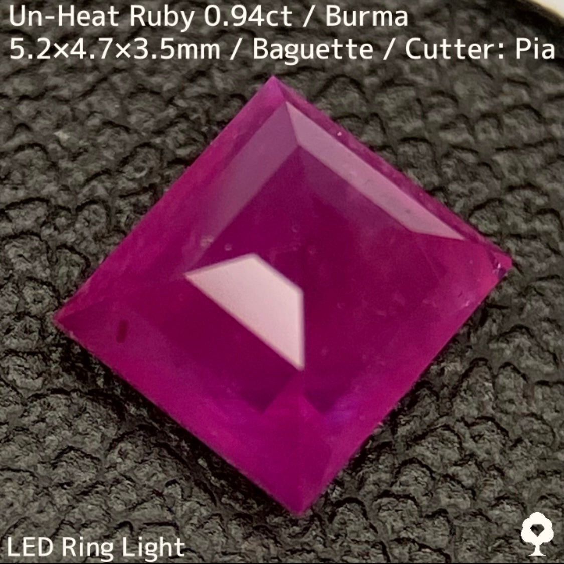 Burmese unheated ruby ​​0.944ct ★ Silky pink, cute, lean and sharp baguette