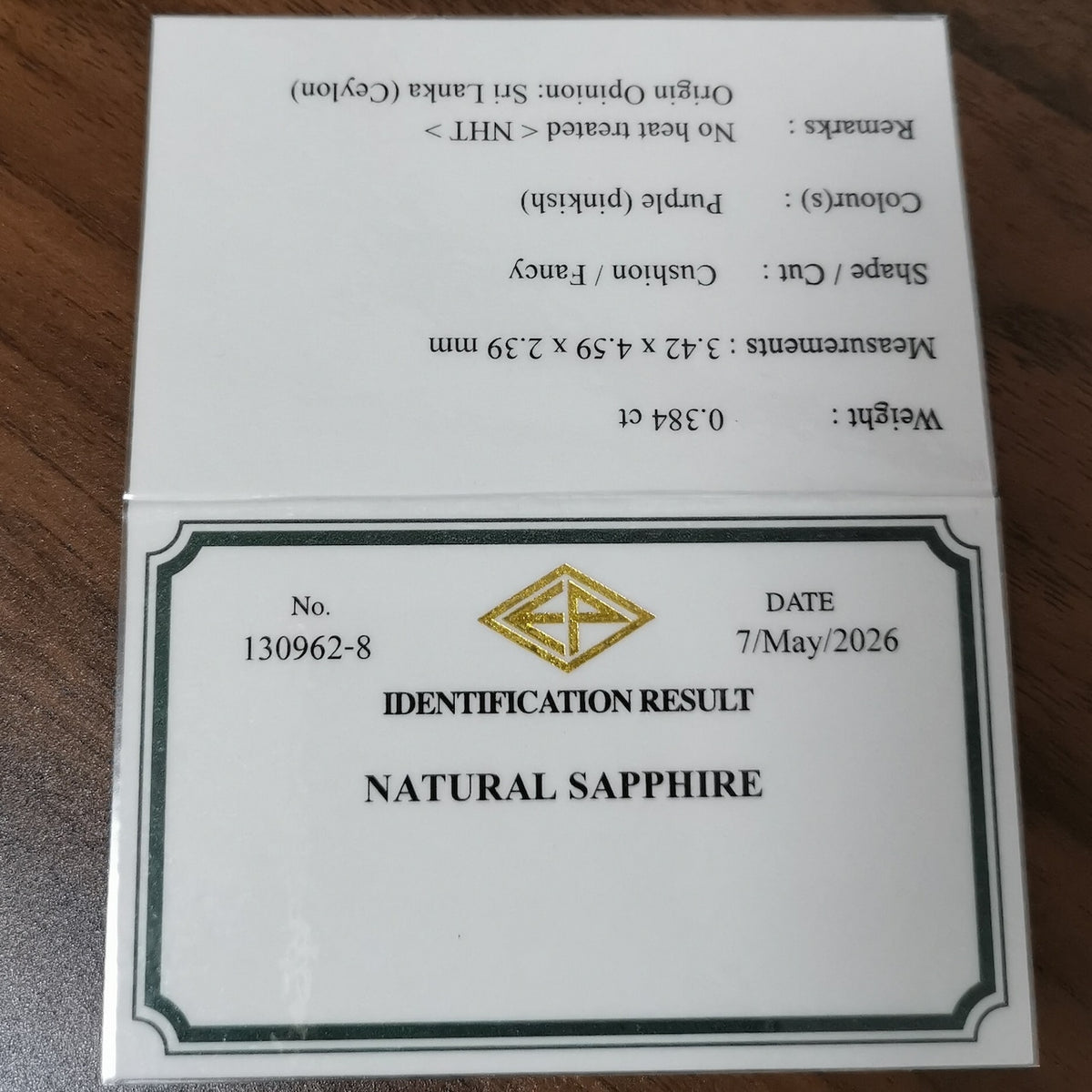 【Trial】“Pinkish Purple” Un-Heat Sapphire 0.384ct / Sri Lanka