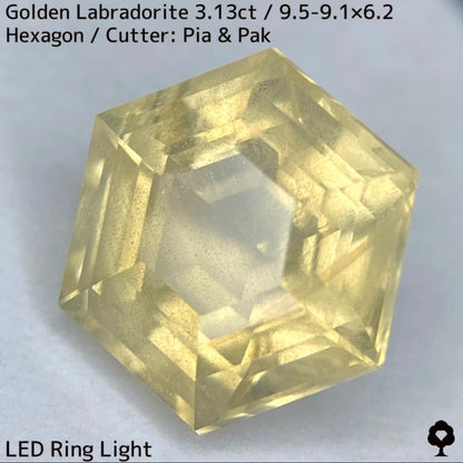 Golden Labradorite 3.13ct★A stone that seems to seal a sparkling sandstorm in a labyrinth★Includes rough stones from the same lot