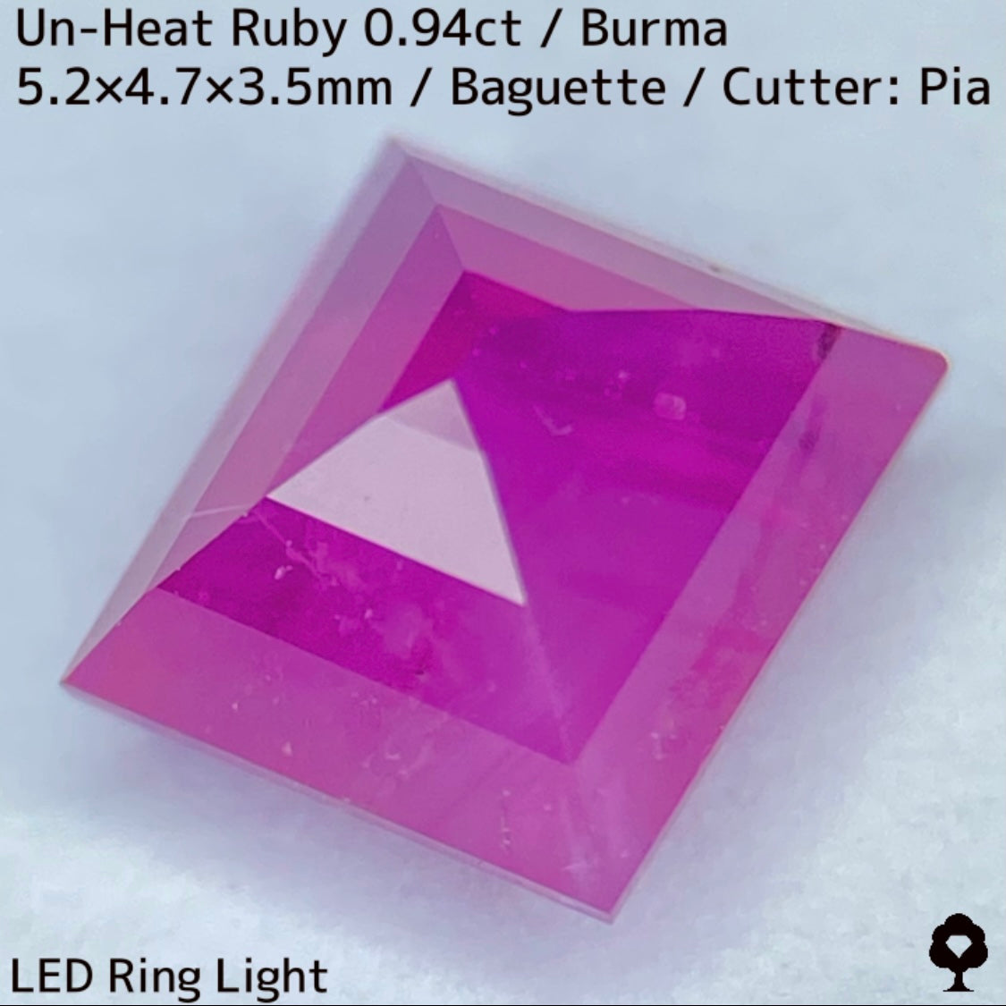 Burmese unheated ruby ​​0.944ct ★ Silky pink, cute, lean and sharp baguette