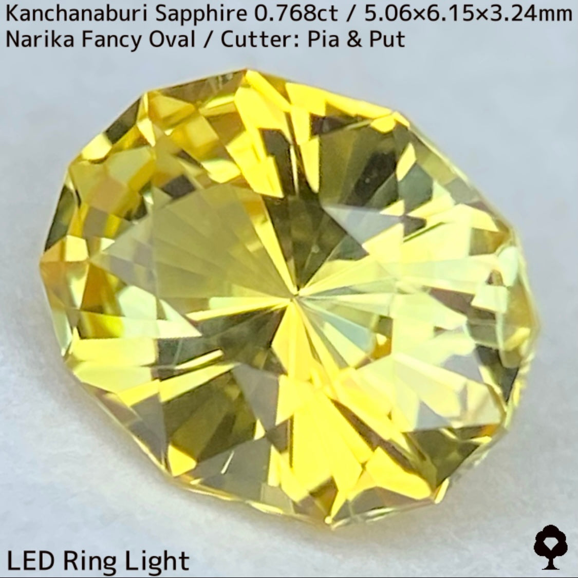 カンチャナブリー産サファイア0.768ct★グリニッシュも感じるライトゴールドの煌めき抜群ナリカーカット