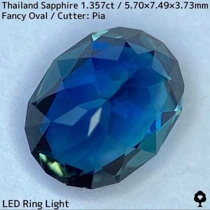 タイ産サファイア1.357ct★チャンタブリー仕入れのティールブルーとグリーンの混ざり合う美色結晶