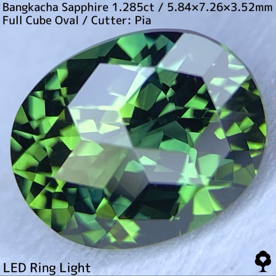 1.285ct sapphire from Bangkacha, Thailand ★ A beautiful bluish green crystal finished in a full cube cut that resembles a box