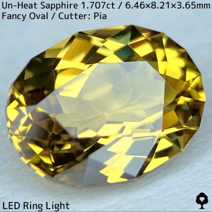 1.707ct unheated sapphire from Madagascar ★ The subtle greenish gold gives it a chic and gorgeous sparkle