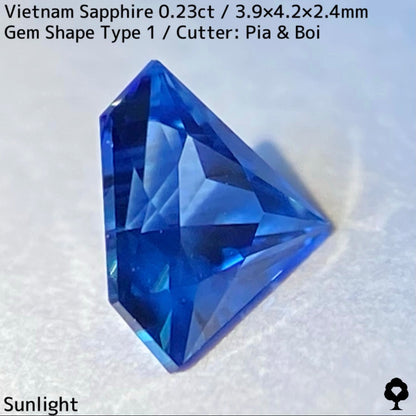 0.23ct Vietnamese sapphire ★ A cute gemstone shape with a well-balanced blue color and silky luster