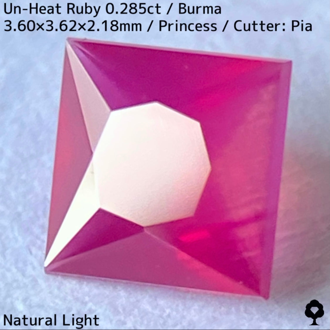 Un-Heat Ruby 0.285ct / Burma / Princess Cut