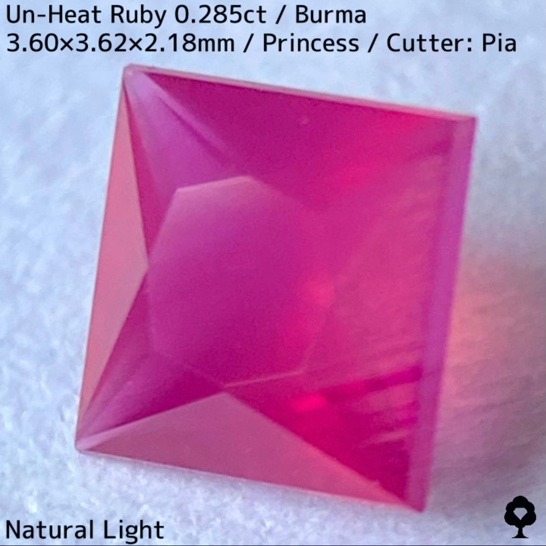 Un-Heat Ruby 0.285ct / Burma / Princess Cut