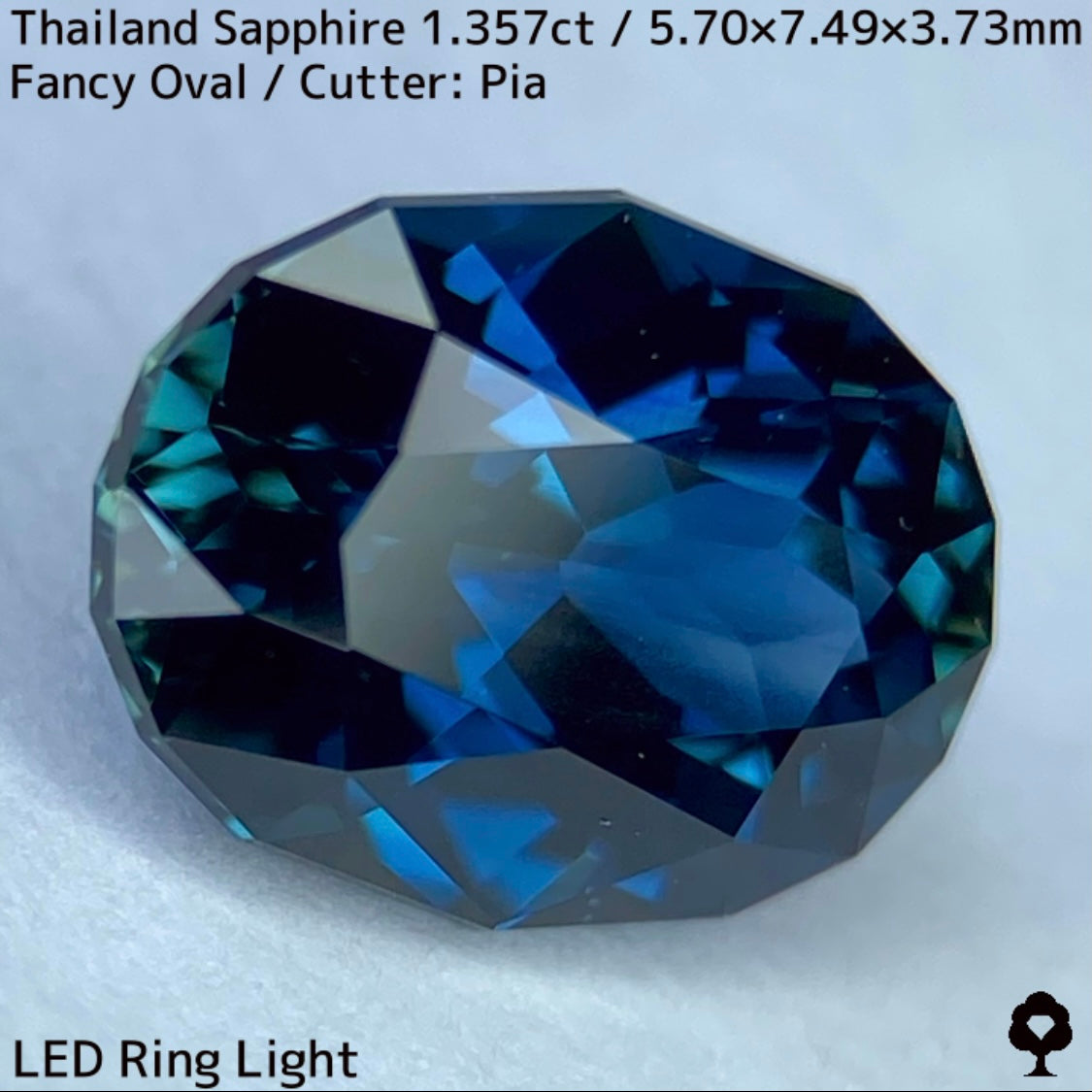 タイ産サファイア1.357ct★チャンタブリー仕入れのティールブルーとグリーンの混ざり合う美色結晶