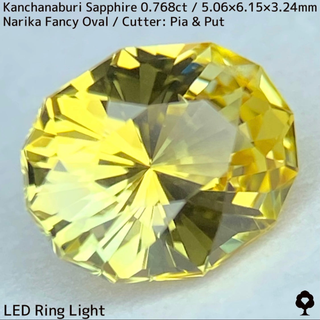 カンチャナブリー産サファイア0.768ct★グリニッシュも感じるライトゴールドの煌めき抜群ナリカーカット