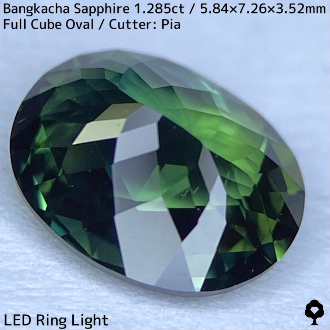 1.285ct sapphire from Bangkacha, Thailand ★ A beautiful bluish green crystal finished in a full cube cut that resembles a box