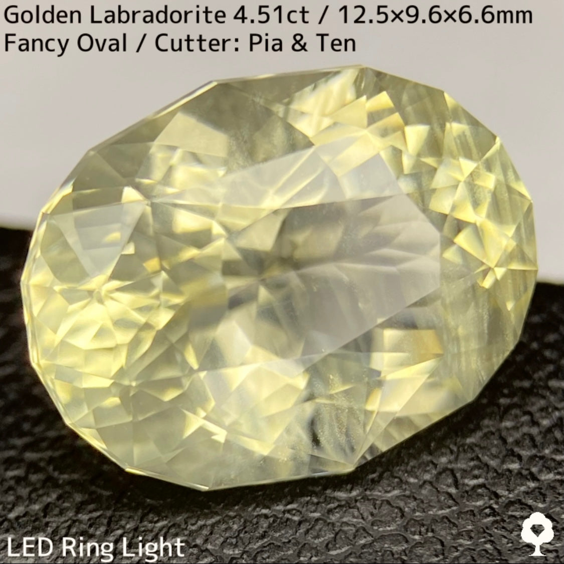 Golden Labradorite 4.51ct★A noble champagne gold with a tiger-like shredded Schiller created from rough stones★Comes with rough stones from the same lot