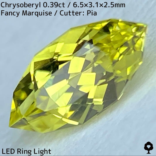 Chrysoberyl 0.39ct ★ Beautiful crystal fancy marquise with delicate sparkle