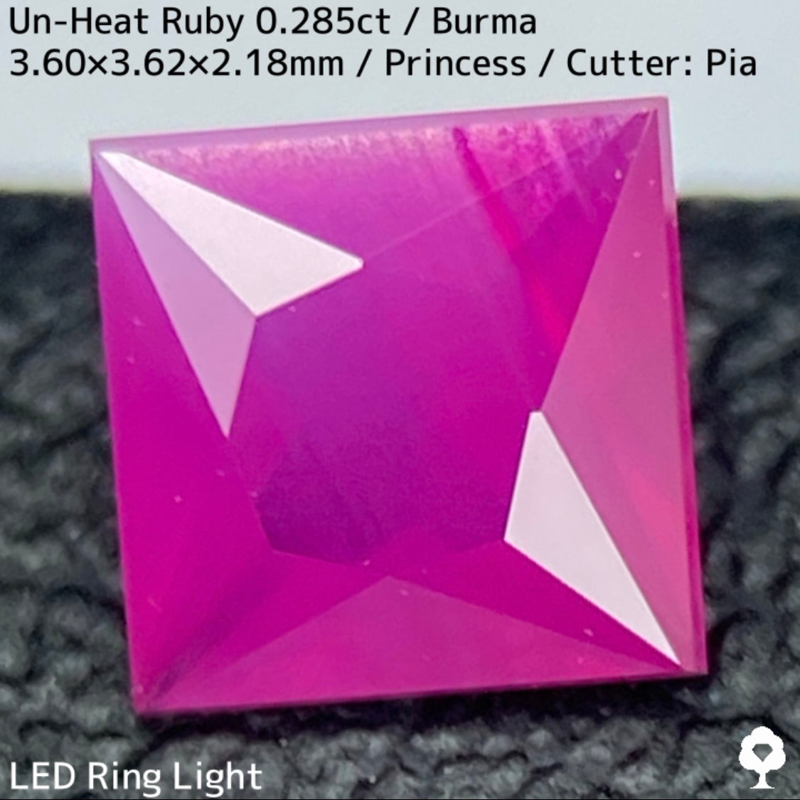 Un-Heat Ruby 0.285ct / Burma / Princess Cut