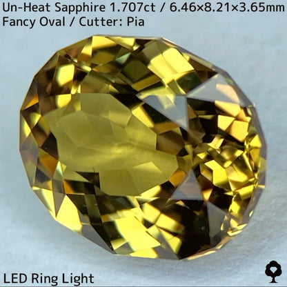 1.707ct unheated sapphire from Madagascar ★ The subtle greenish gold gives it a chic and gorgeous sparkle