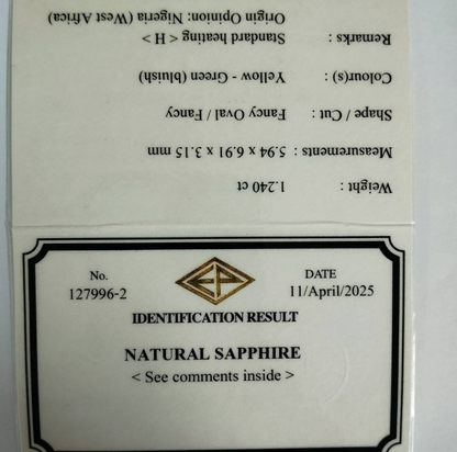 Yellowish Green Sapphire 1.240ct / Nigeria