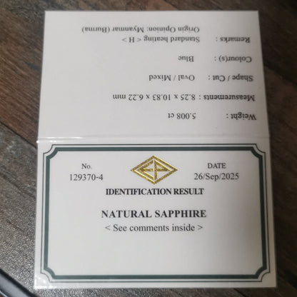 Cornflower Blue Sapphire 5.008ct / Burma