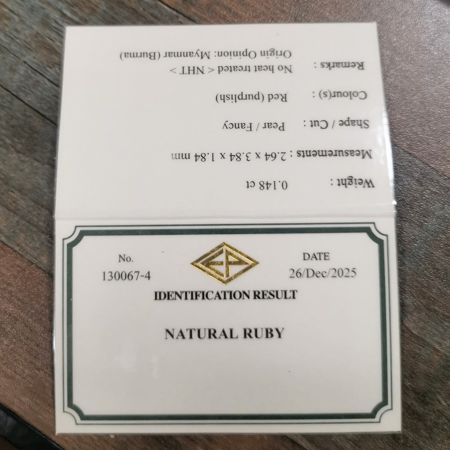 Un-Heat Ruby 0.148ct / Burma