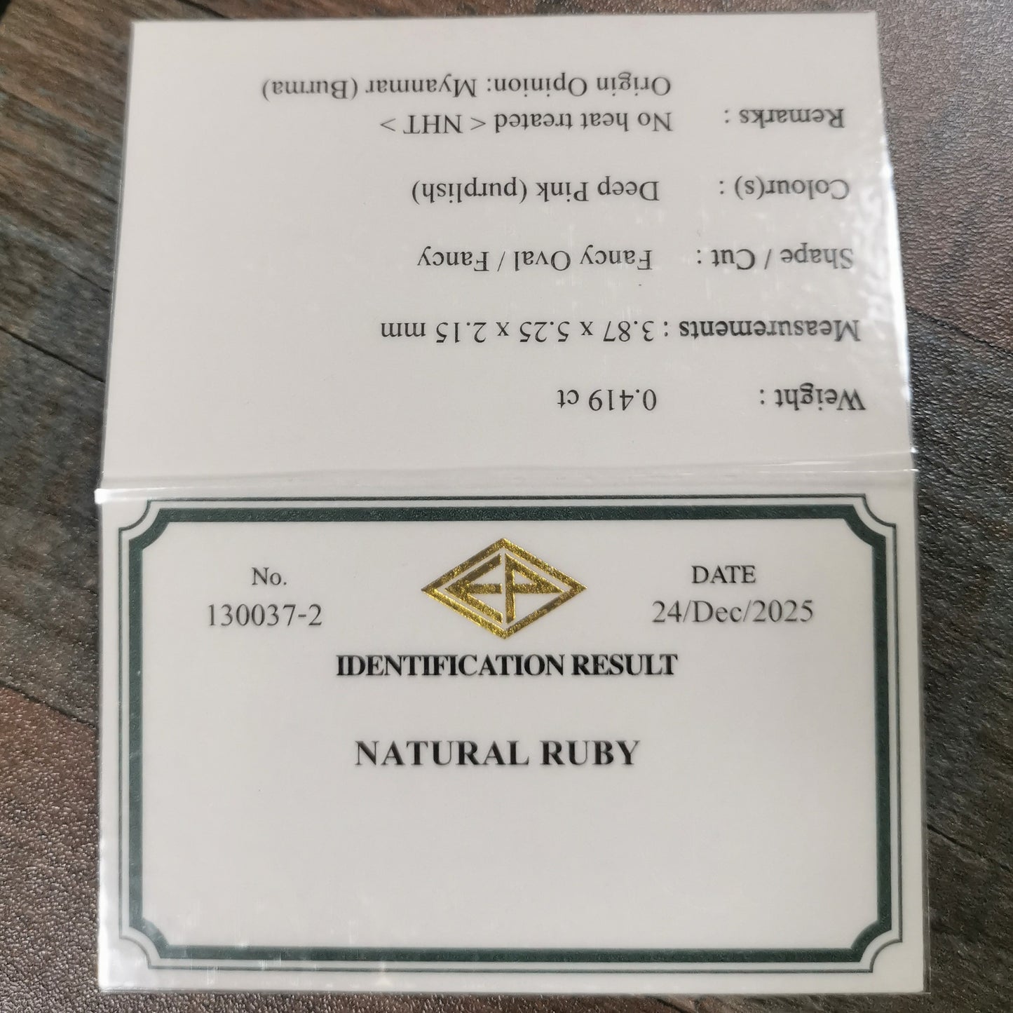 Un-Heat Ruby 0.419ct / Burma