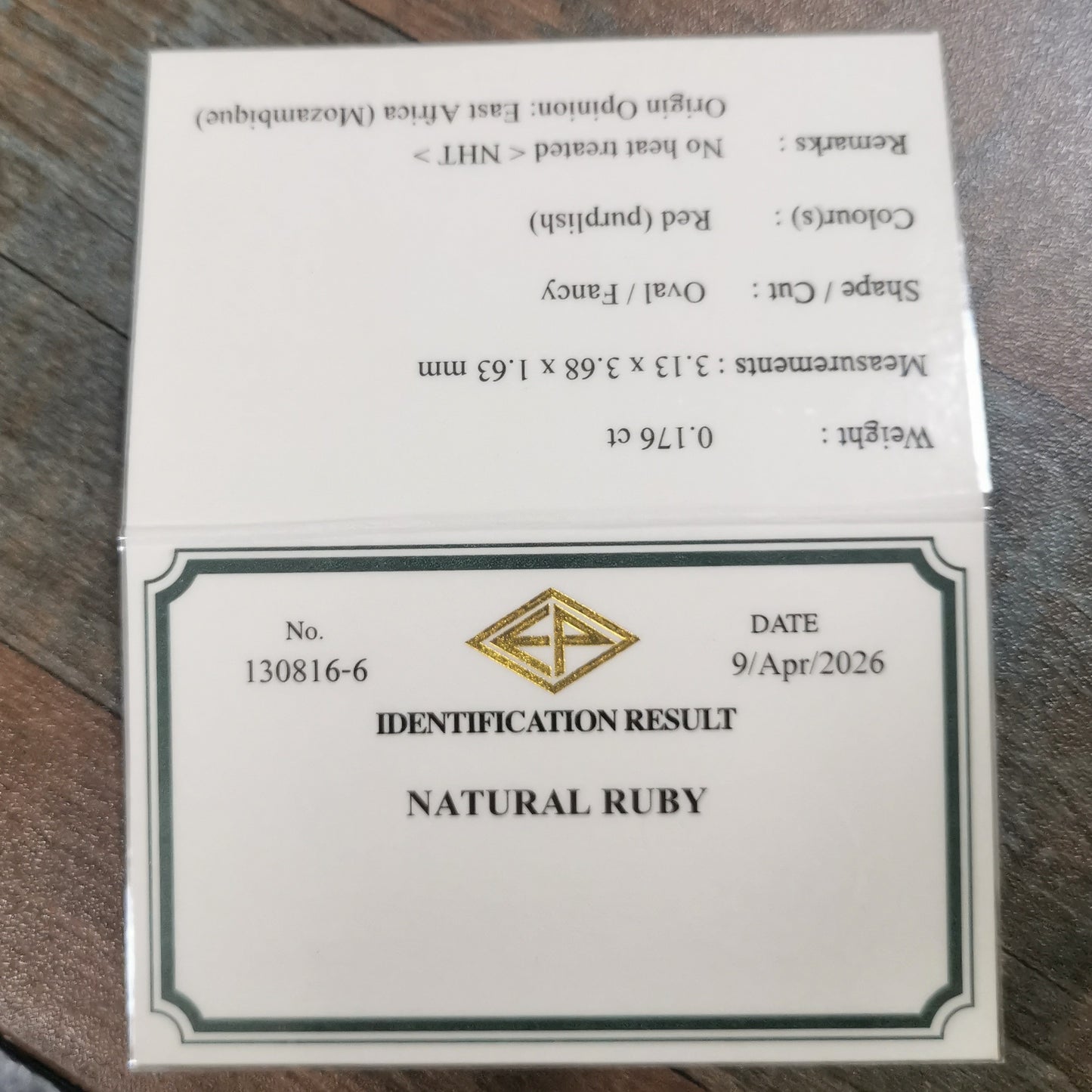 Un-Heat Ruby 0.176ct / Mozambique