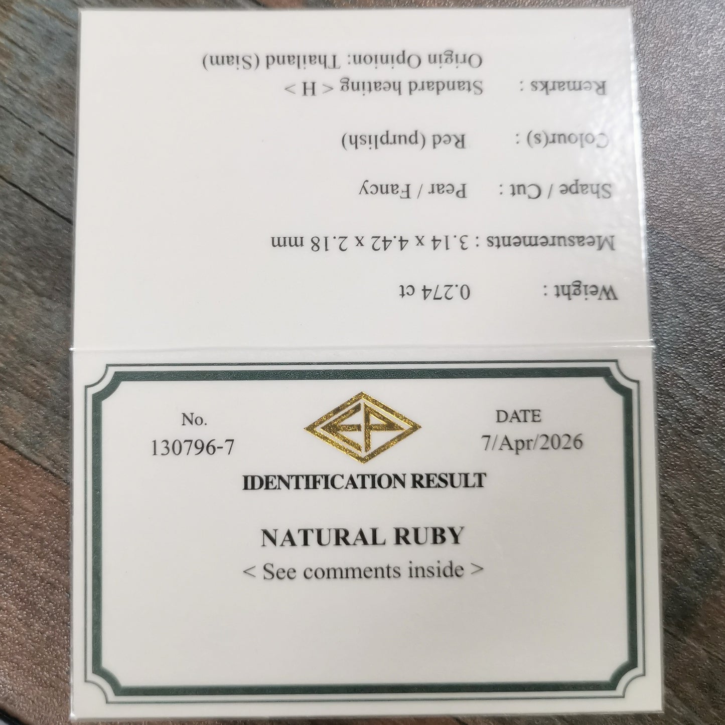 Ruby 0.274ct / Thailand