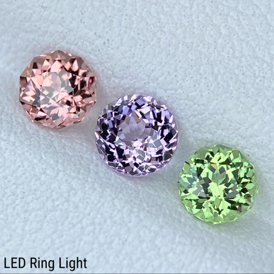 【Flower Round 3pc Set】Malaya Garnet 0.605ct / Lavender Spinel 0.676ct / UV Change Tsavorite 0.524ct