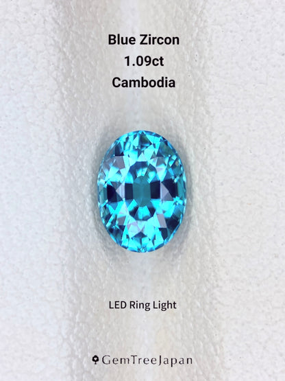 【Trial Price】Blue Zircon 1.09ct / Cambodia