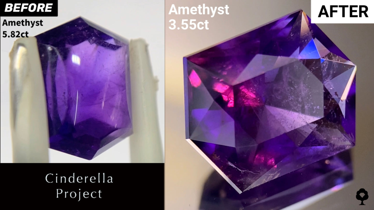 【Cinderella Project】Amethyst 5.82ct→3.55ct