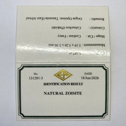 【Nori's Gem】Near Colorless Zoisite 0.647ct / Tanzania