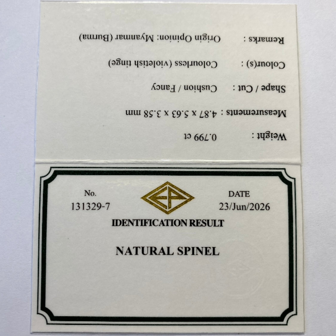 Colorless Spinel 0.799ct / Myanmar(Burma)