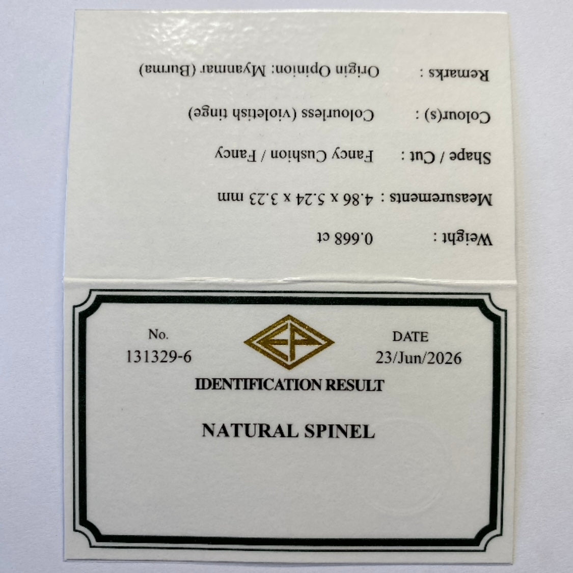 Colorless Spinel 0.688ct / Myanmar(Burma)