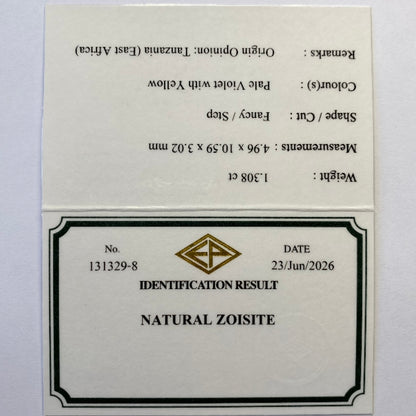 Pale Violet with Yellow Zoisite 1.308ct / Tanzania