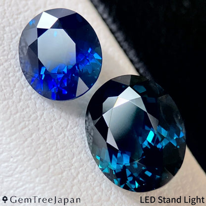 【September Gem Set】"Dark Teal Blue" Sapphire 2.083ct & "Deep Teal Blue" / Thailand (Kanchanaburi)