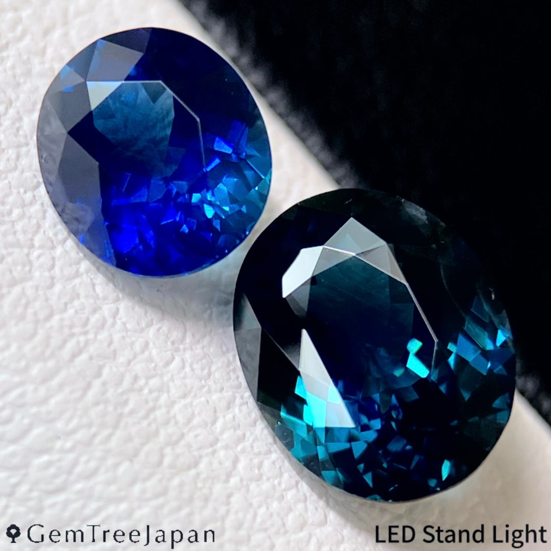 【September Gem Set】"Dark Teal Blue" Sapphire 2.083ct & "Deep Teal Blue" / Thailand (Kanchanaburi)