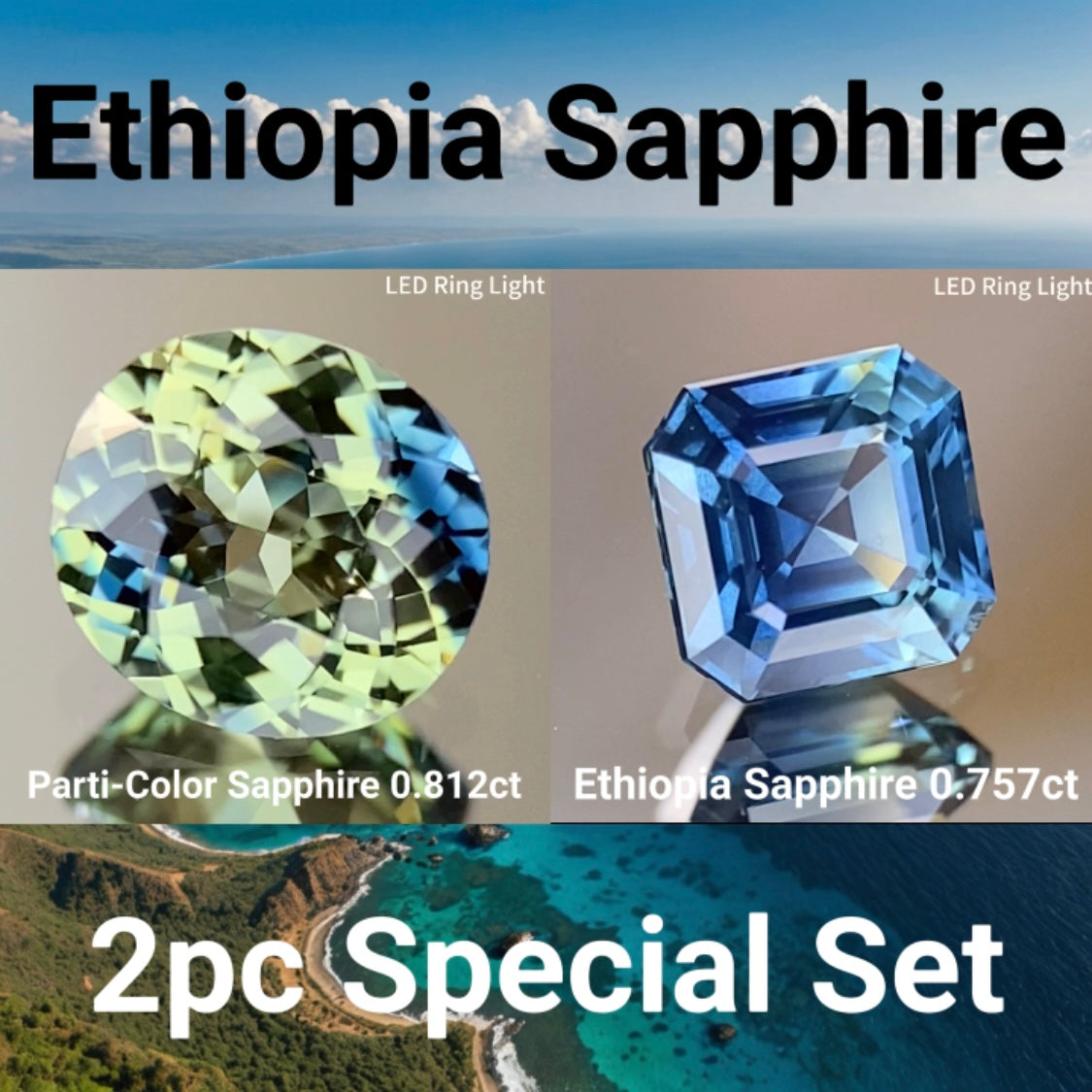 【Ethiopia Sapphire 2pc Set】0.812ct & 0.757ct