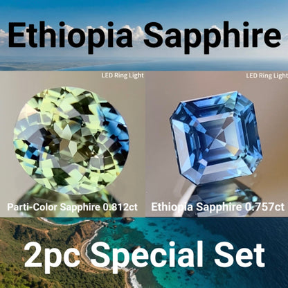 [Ethiopia Sapphire 2pc Set] 0.812ct &amp; 0.757ct