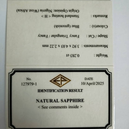 Greenish Blue Sapphire 0.283ct / Nigeria