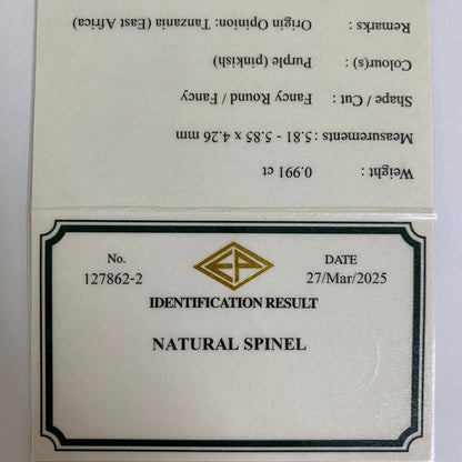 【¥114,000以上のお買い物で無料に】Silky Purple Spinel 0.991ct / Tanzania