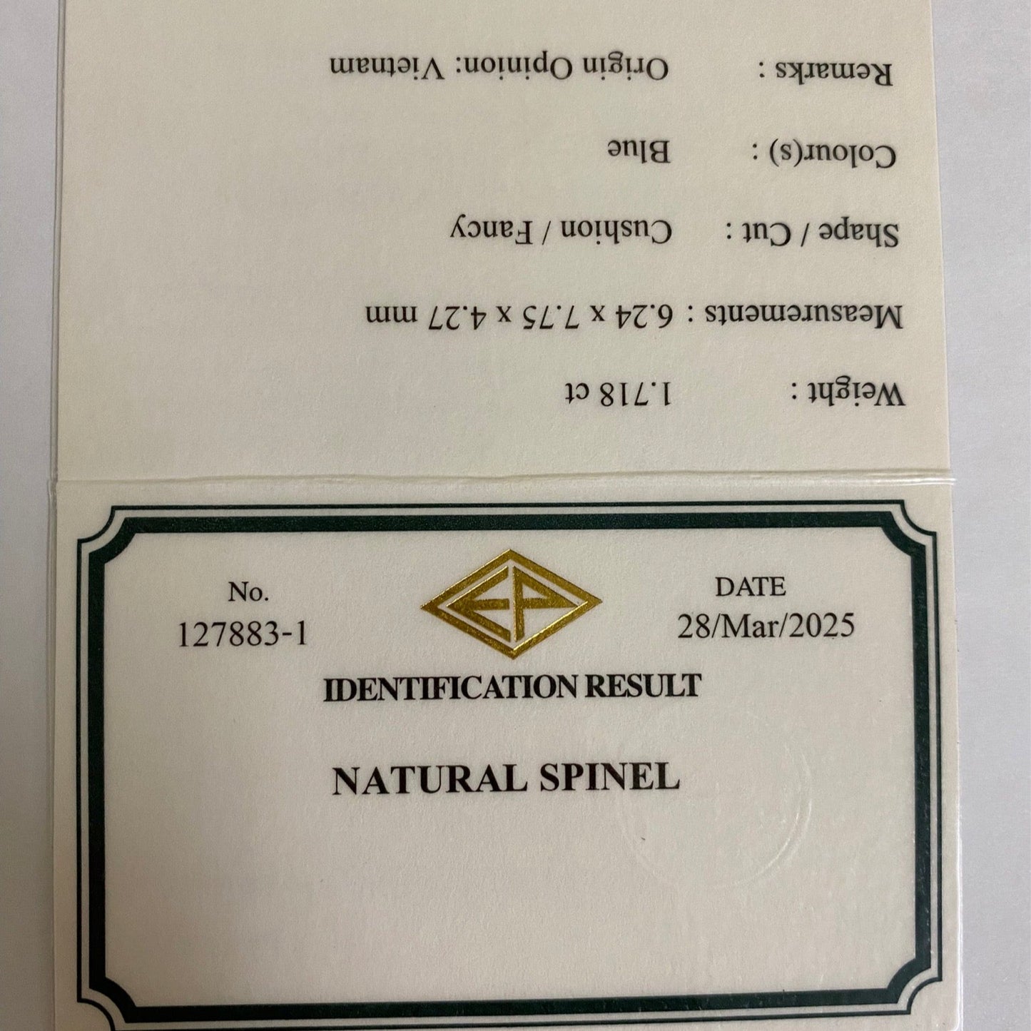 Iron Cobalt Spinel 1.718ct / Vietnam
