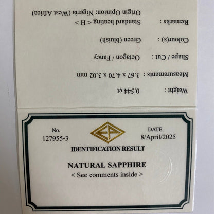 Green-Silky Blue Sapphire 0.544ct / Nigeria