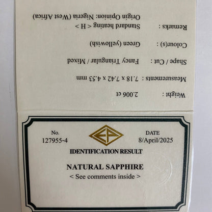 Yellowish Green Sapphire 2.006ct / Nigeria