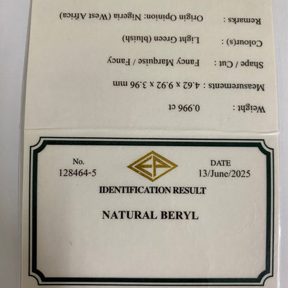 Green Beryl 0.996ct / Nigeria