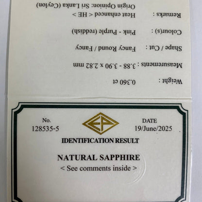 Purplish Pink Sapphire 0.360ct / Sri Lanka