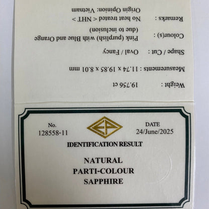 Un-Heat Parti-Color Sapphire 19.756ct / Vietnam