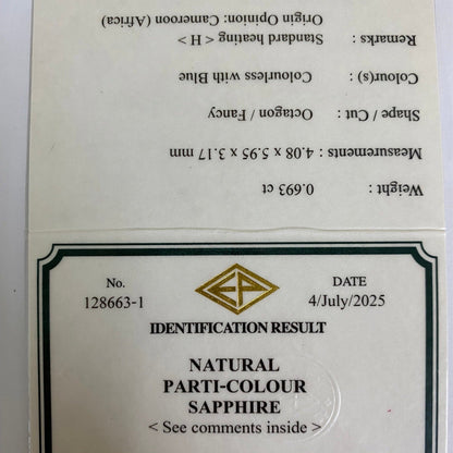 Parti-Color Sapphire 0.693ct / Cameroon