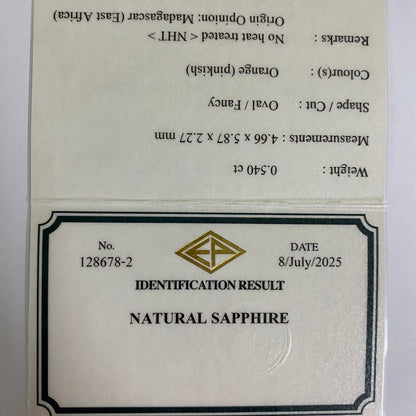 Un-Heat Padparadscha Sapphire 0.540ct / Madagascar
